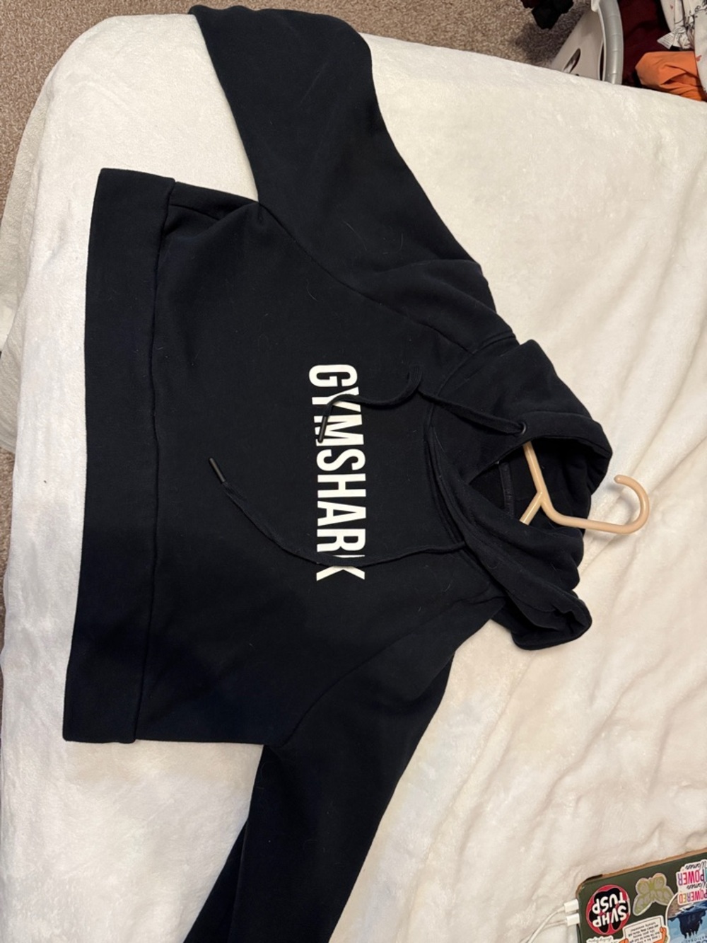 Gymshark Black Cropped Pullover with White Logo